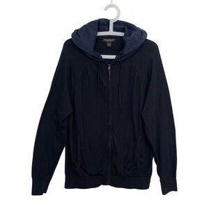 Banana Republic Supima Cotton Zip Hoodie Navy Sportif Full Zip Sweatshirt Men L